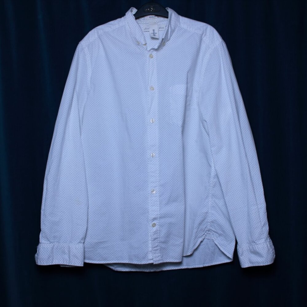 H&M White Dot Dress Shirt L.O.G.G Large
